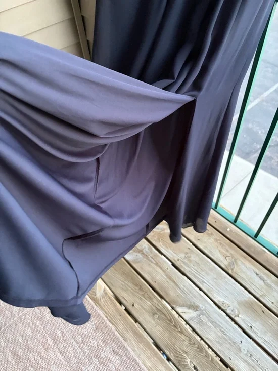 🆕🫐 Adrianna Papell Navy One Shoulder Maxi Dress Elegant Formal Gown Slit Size 8 - Picture 10 of 13